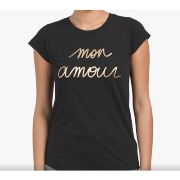 zadig and voltaire Skinny Short Sleeve Mon Amour Foil Tee M - Picture 1 of 7